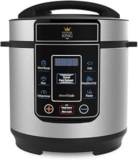 Drew & Cole Pressure King Pro Electric Pressure Cooker 8-in-1 Multi Cooker, Rice Cooker, Slow Cooker, Soup Maker, 3 Litre, 700 W, Chrome