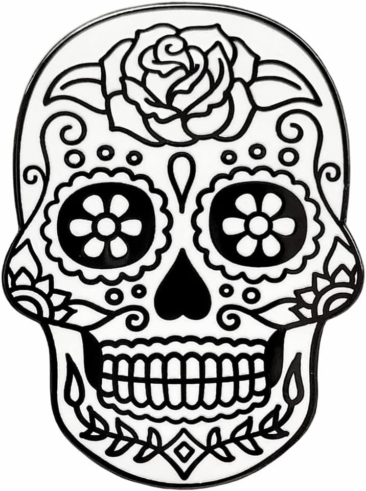 Day of the Dead Sugar Skull Enamel Lapel Pin (White)