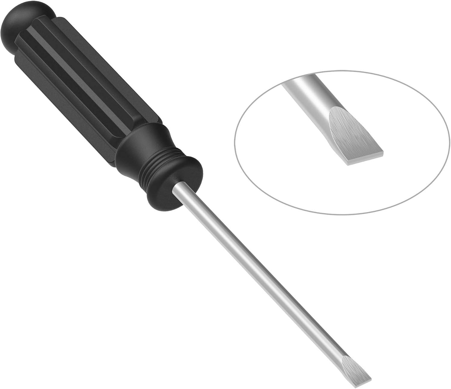 2PCS Mini Slotted Screwdriver, 3mm Flat Head for Watch Eyeglasses Electronics Toy Repair, Non-magnetic, 3.62"(92mm) Total Length (Black Handle)