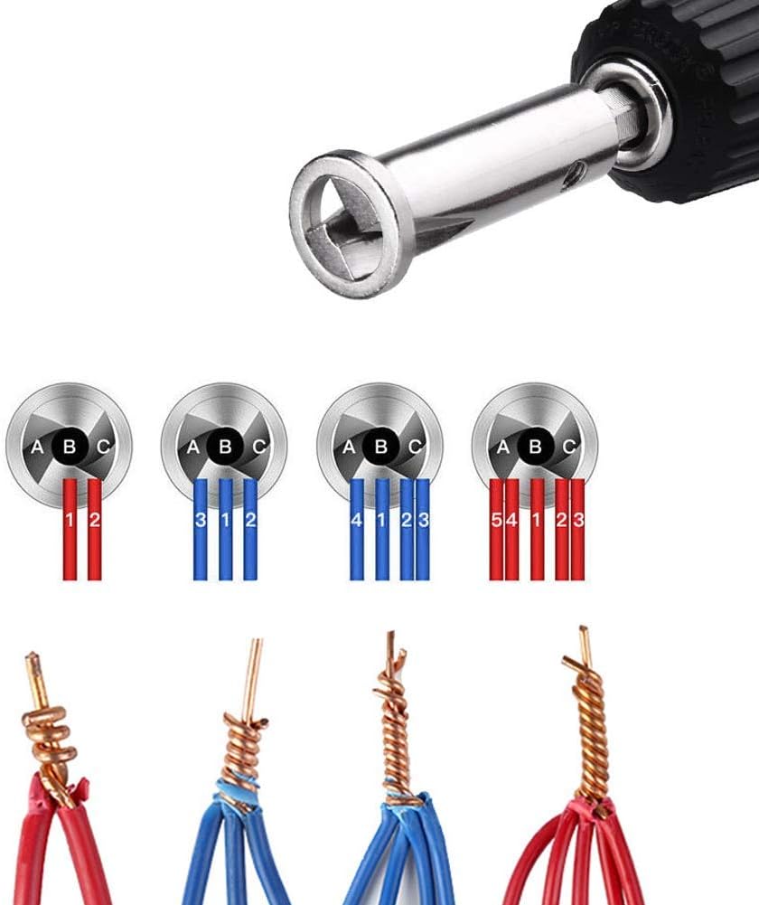 Wire Twisting Tools, 2.5/4 Flat 3 Lines & 5 Lines Universal Electrical Cable Quick Connector Wire Twister with Wire Stripper Expansion Adapter for Power Drill Driver