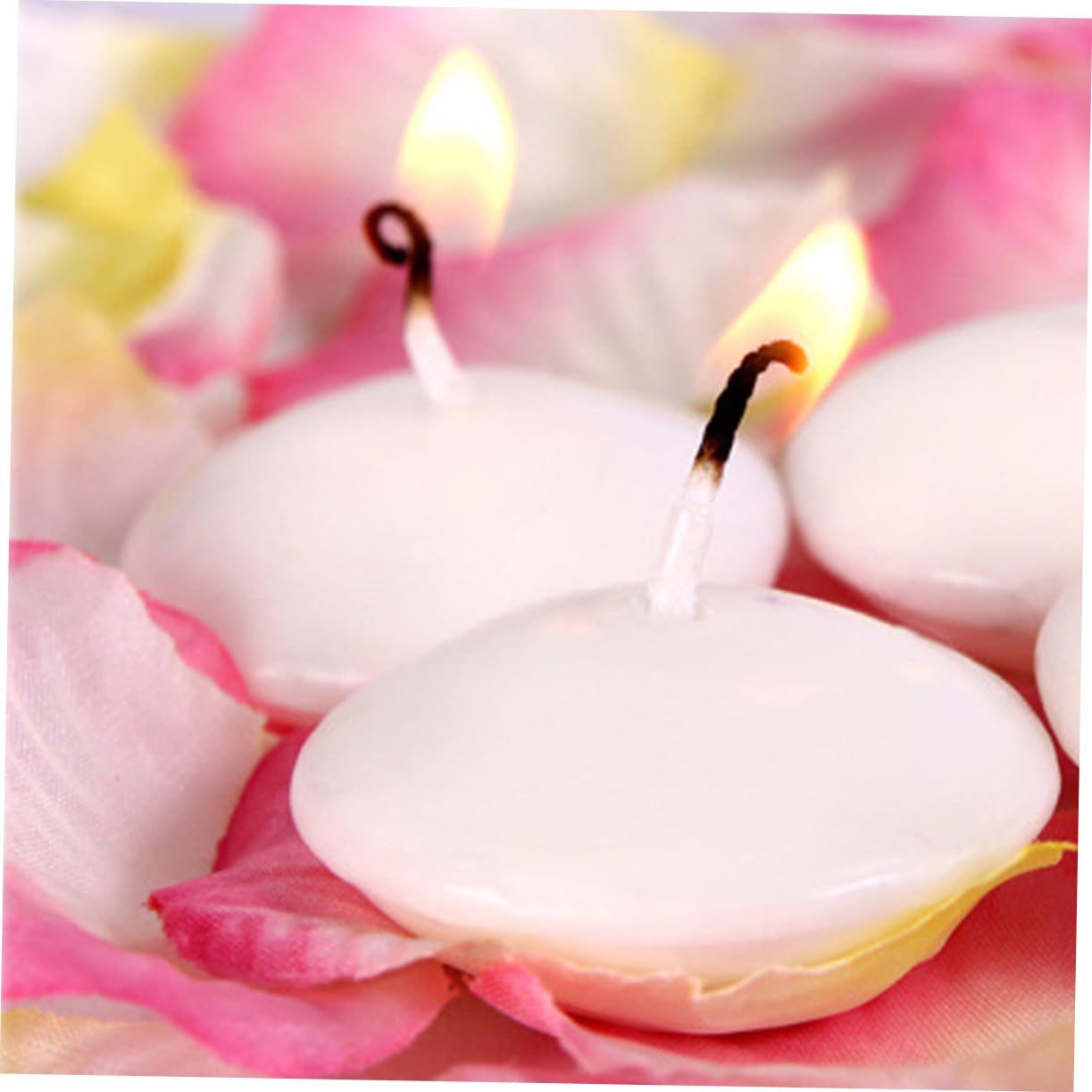 Garneck Set of 10 Small Floating Candles Disc Wedding Candles Paraffin Wax 1.4inch Diameter