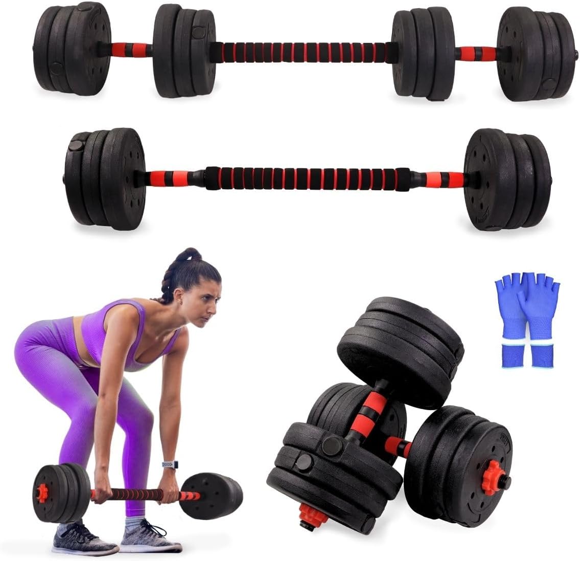 Mobiclinic®, Adjustable Dumbbells, 2 in 1, Weight 20 kg / 44lb