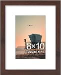 smiry Picture Frame 5x7, Display Pictures 4x6 with Mat or 5x7 without Mat, Photo Frame for Wall or Table Top Display, Brown, 1 Pack
