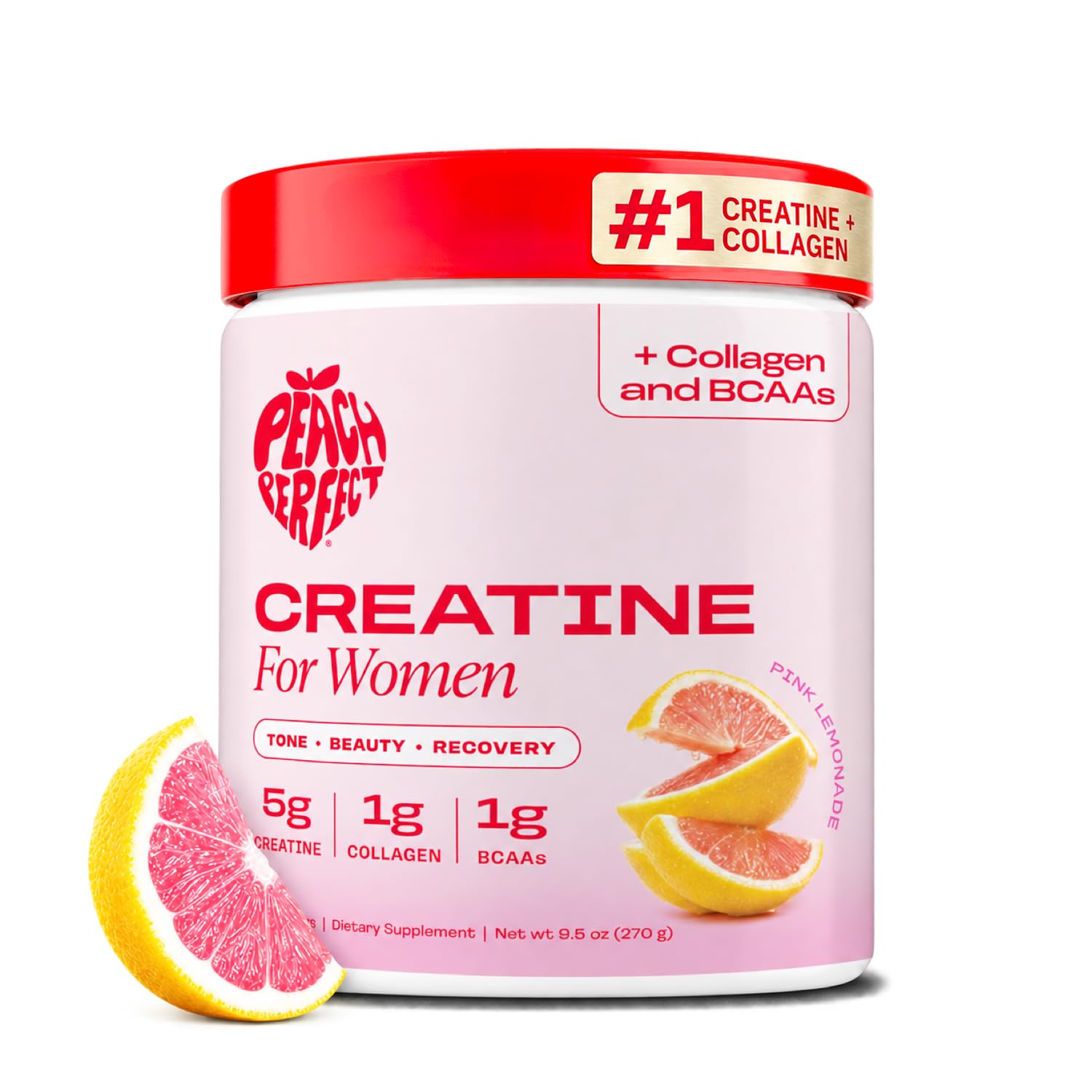 Peach Perfect Creatine for Women – Micronized Creatine Monohydrate Powder with BCAA & Collagen for Glute Strength Support, Boosts Energy, Focus, Strength, and E