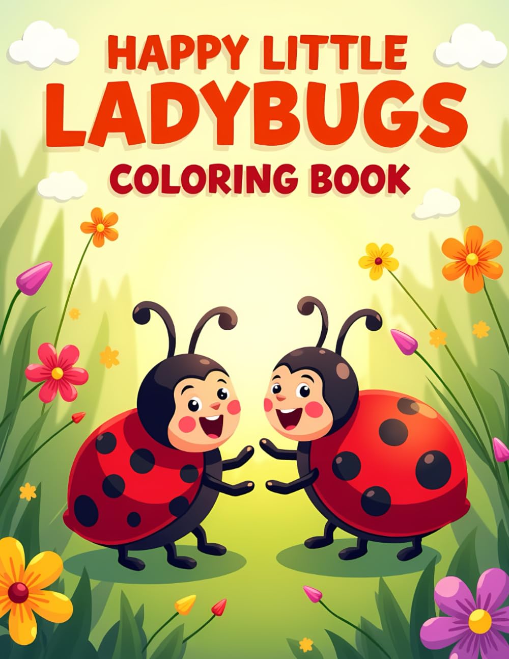 Happy Little Ladybugs Coloring Book: Cheerful Ladybug Coloring Pages with Flowers, Leaves, and Garden Scenes for Kids