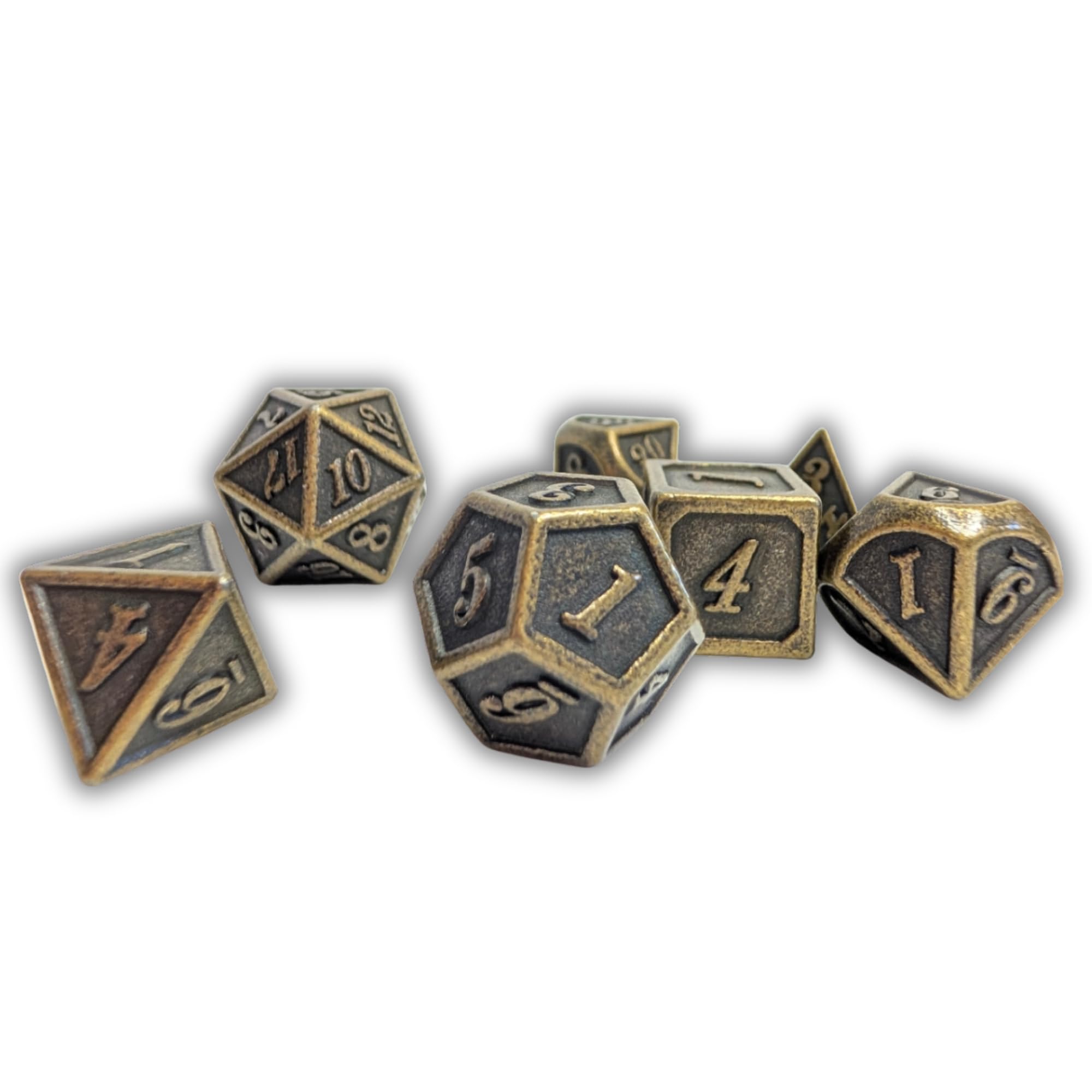 Set de 7 Dés Polyédriques RPG (D4-D6-D8-D10-D12-D20-D%) – Dés de Jeu en métal avec Pochette en Velours – Accessoires DND, Pathfinder, JDR, Jeux de Table