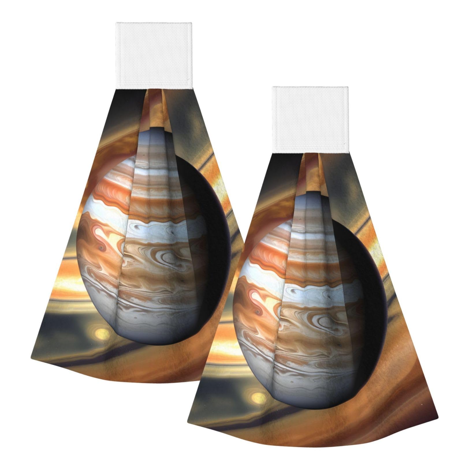 WUPngg Jupiter Landscape Bathroom Tie Towels/Dish Cloth,Kitchen Hanging Towel, Coral Fleece Dry Cleaning Hand Dishcloths One Size
