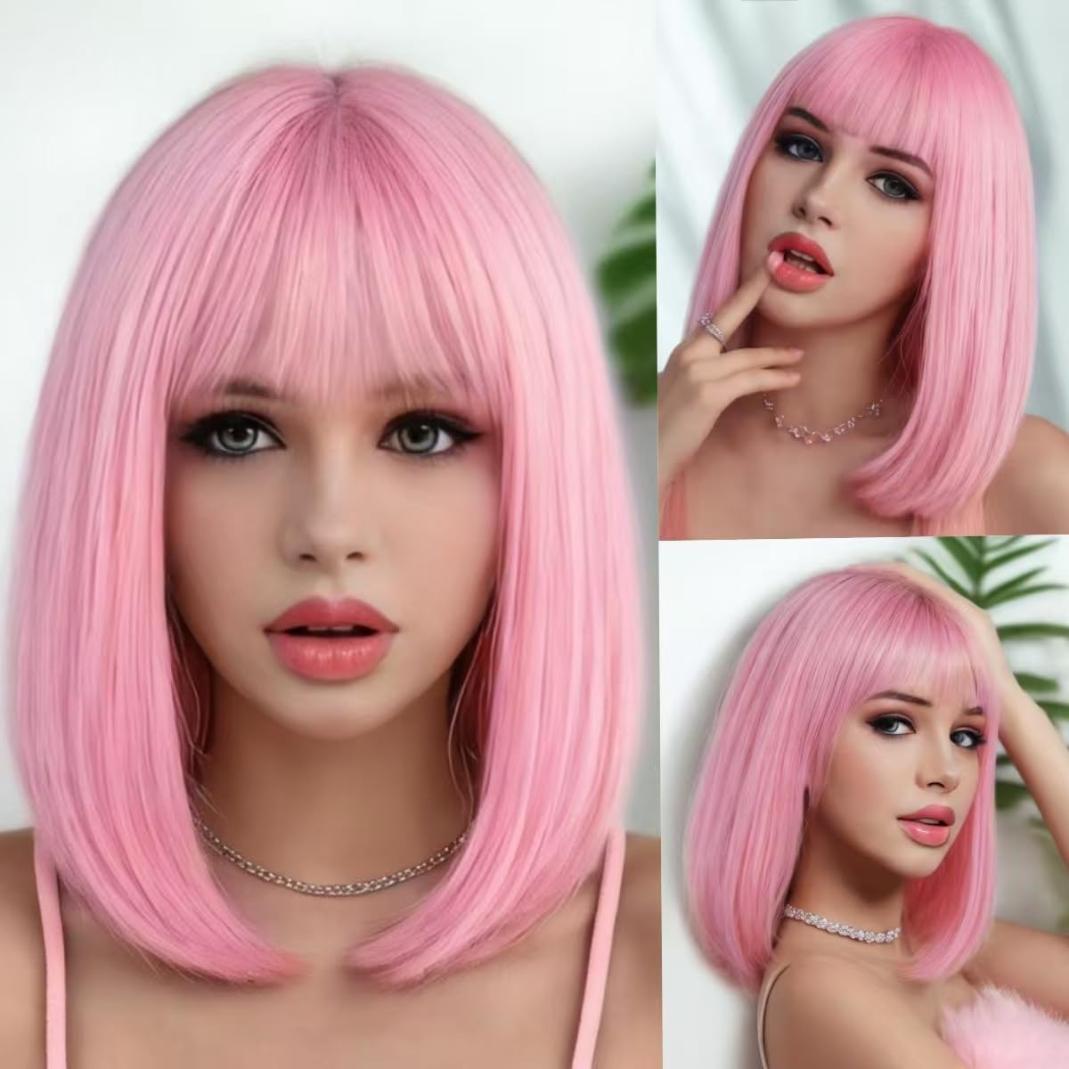 XiXiYang Lively Red Short Bob Wig for Women,Party Wigs Cap Stunning for Women with Blonde Highlights, for Halloween Christmas