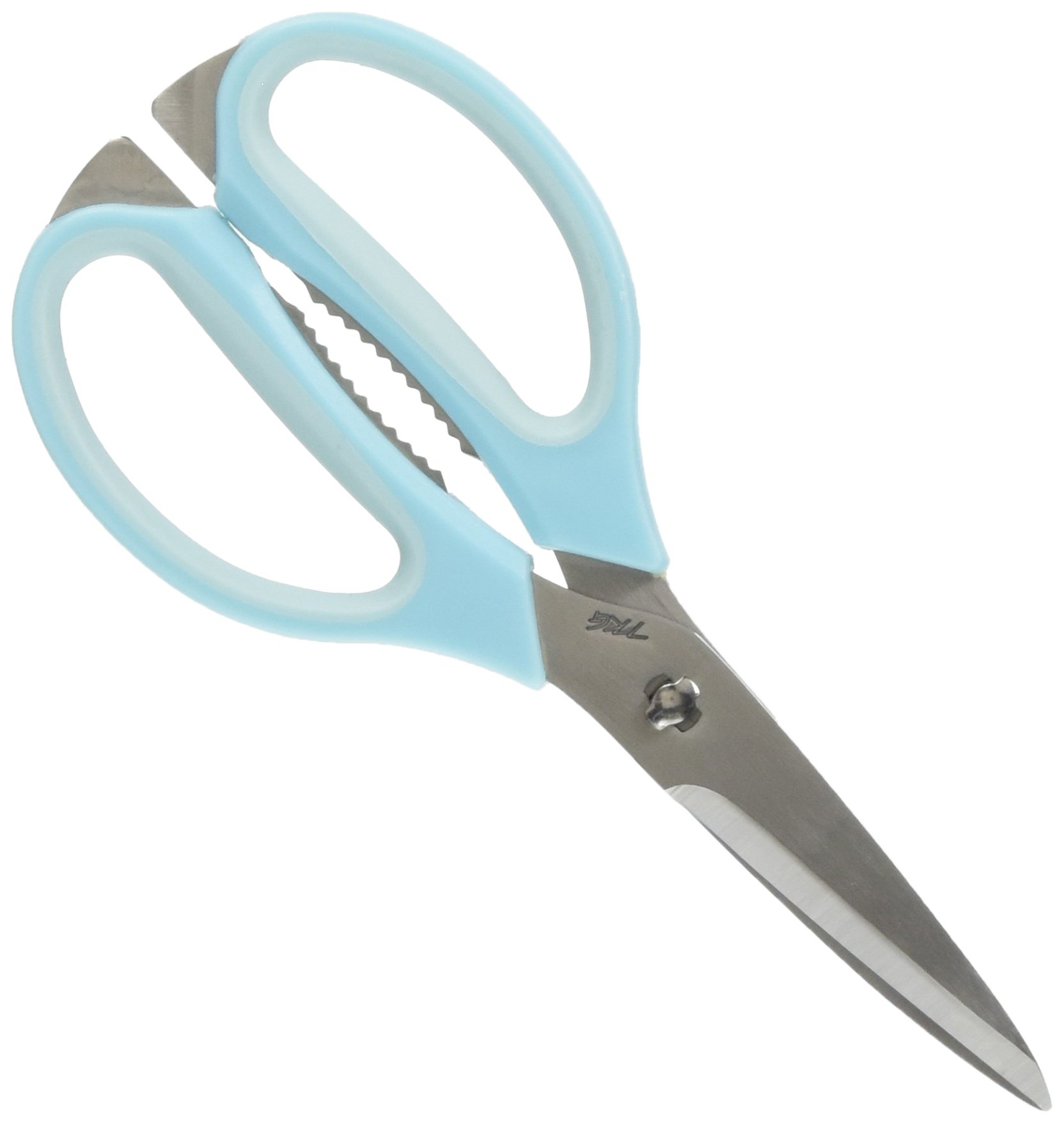 遠藤商事 TKG キッチンはさみ さびにくいステンレス製 ブルー 分解洗浄可能で衛生的 片面波刃仕様で切る部分がすべりにくい 全長(mm)200 業務用 BHS2902