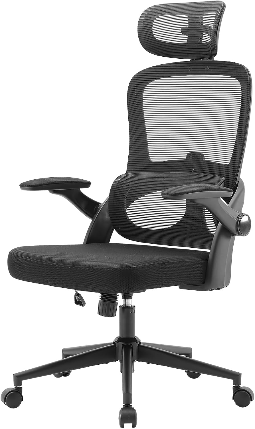 silla plegable: SIHOO M102C Ergonomic Desk Chair, Large and Tall Office Chair with Folding Armrests, Adjustable Lumbar Support Desk Chair, Ergonomic Office Chair for Home Use - Black