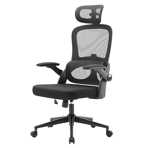 SIHOO M102C Chaise de Bureau, Chaise Ergonomique Fauteuil de Bureau Dossier Haut, Chaise de Bureau Grande et Haute avec accoudoirs rabattables, Soutien Lombaire réglable, Chaise avec appuie-tête，Noir - Noir