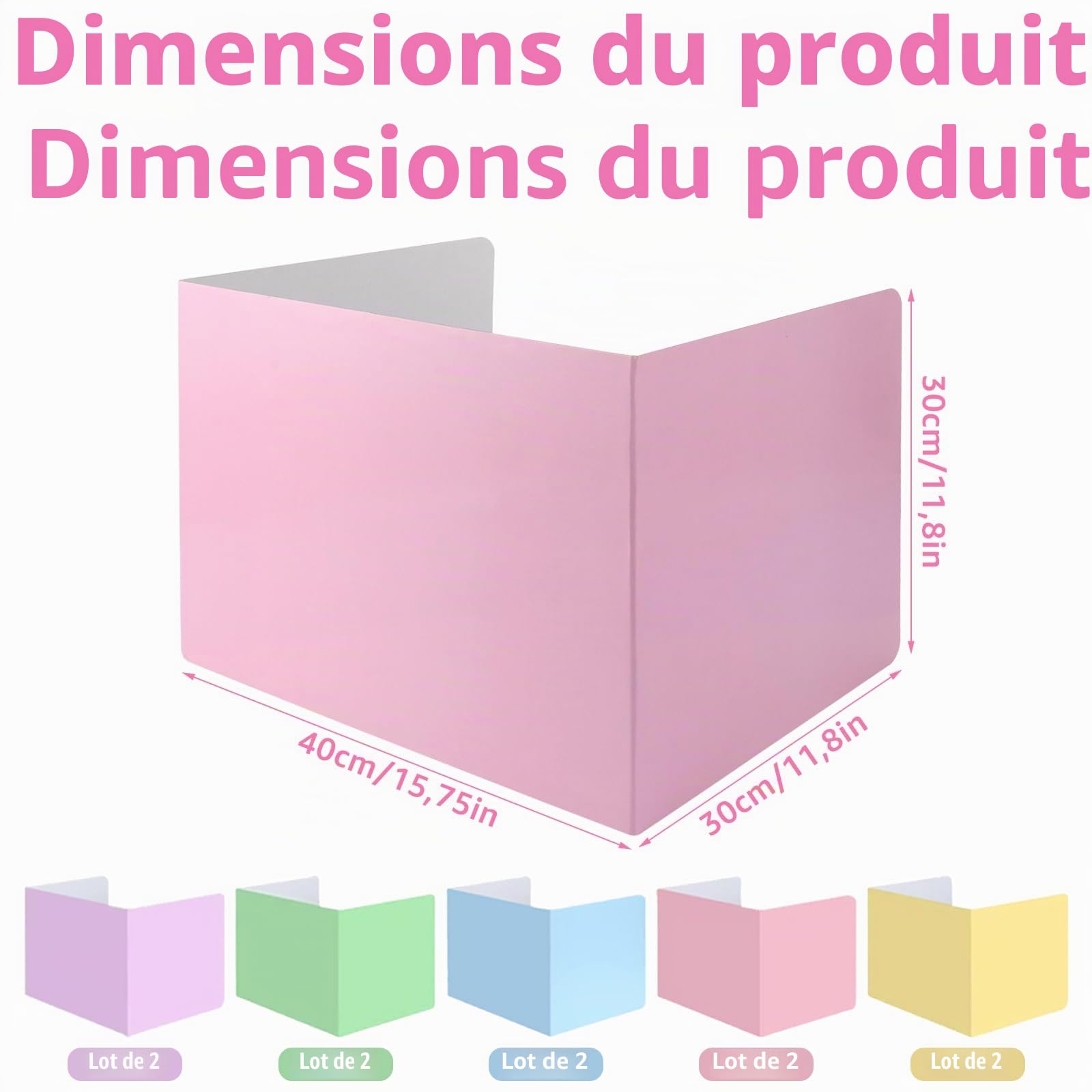 Lot de 10 Séparateur de Bureau, Separateur Bureau en Forme de U pour Tables, 30x40 cm, Brise-Vue, Cabine, Séparation de Bureau Pliable, pour L'école, Le Bureau, La Bibliothèque, 5 Couleurs Vibrantes