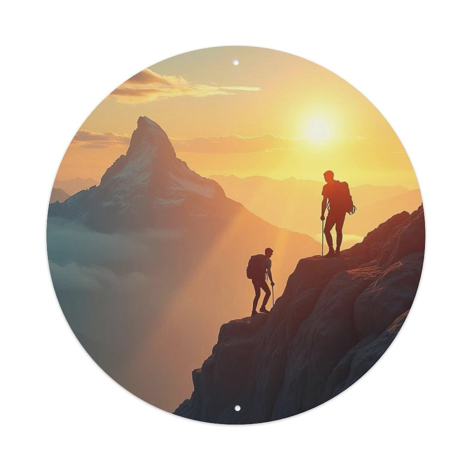 Extreme Sports Rock Climbing at Sunset Peak Vintage Metal Tin Sign Plaque