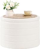 Bonlife Tabouret de Rangement, Rond Pouf Pliable, Grand Coffre de Rangement, pour Salon, Chambre, Dortoir, Crème, 56x56x40 cm - 1