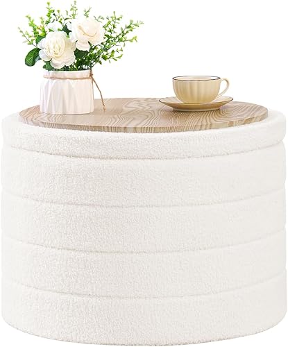 Bonlife Tabouret de Rangement, Rond Pouf Pliable, Grand C…