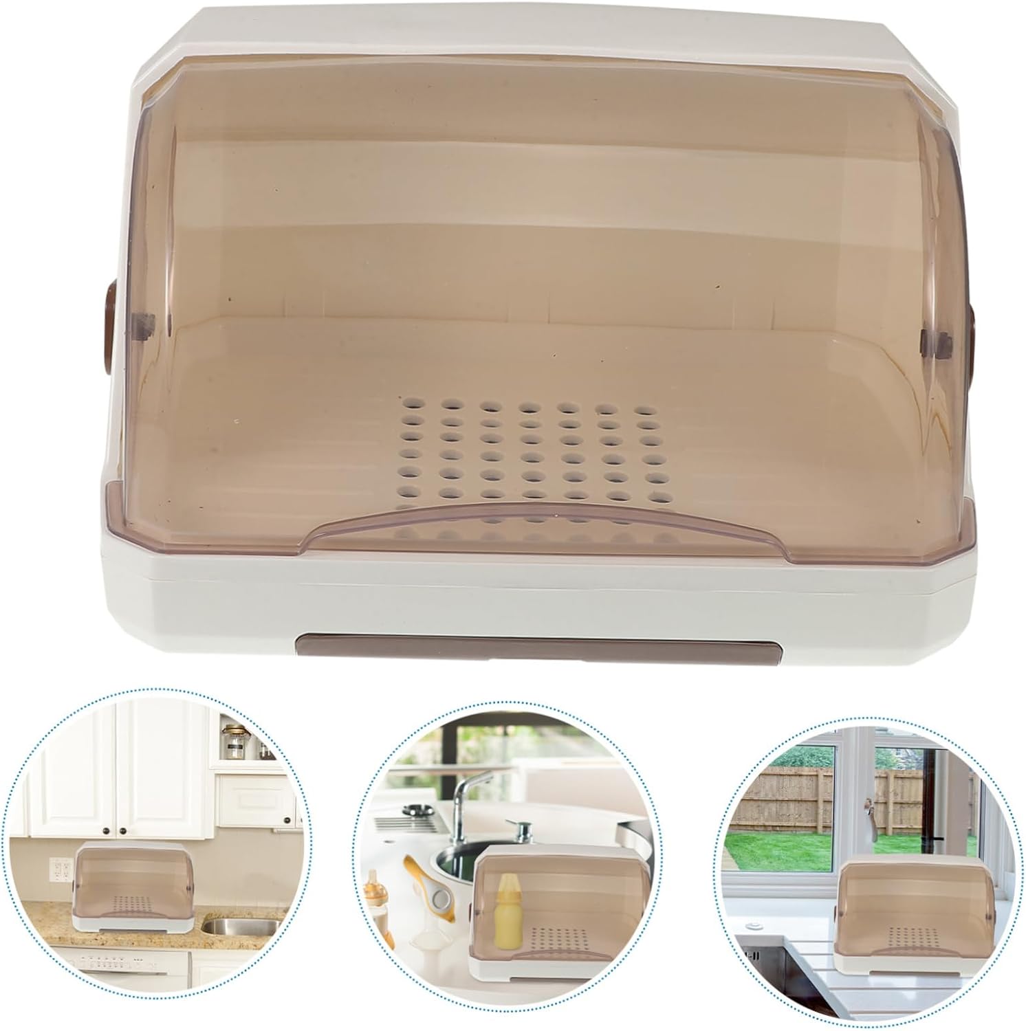 Cup Holder Rack for Nursing Bottles Countertop Water Cup Drying Stand with Lid Dustproof Bottle Organizer Tray Kitchen Storage Solution