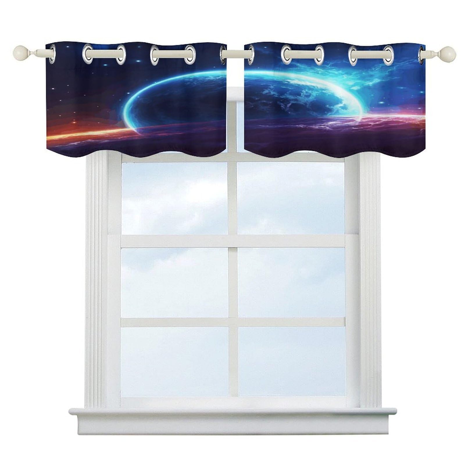 Cortinas opacas Star Planet de estilo moderno y diseño de bolsillo para ventanas de cocina