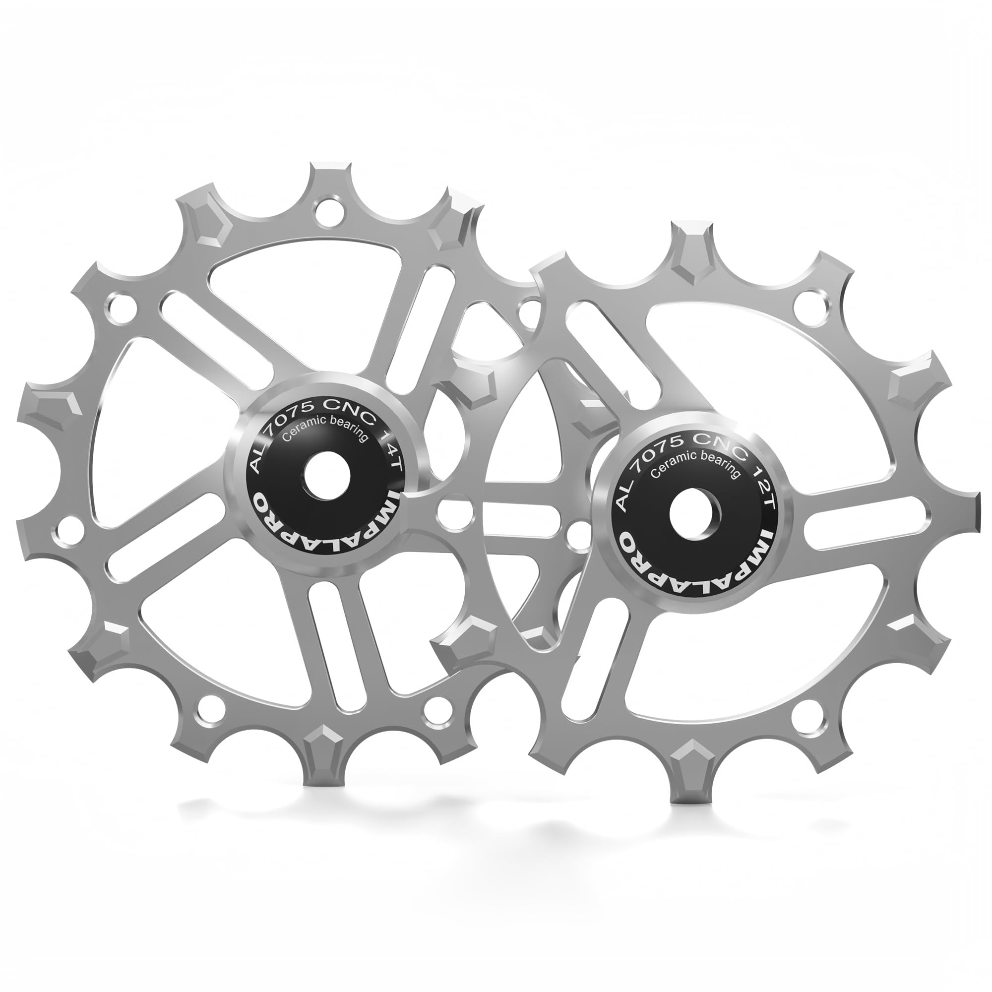 IMPALAPRO - Set of 2 Ceramic Jockey Wheels 12T-14T Aluminium 7075 CNC for 9 to 12 Speeds