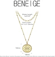 Vista 4 de BENEIGE Collar de oro para mujer, chapado en oro de 14 quilates, collar de playa con circonita cúbica, collar de oro de moda, collar con colgante