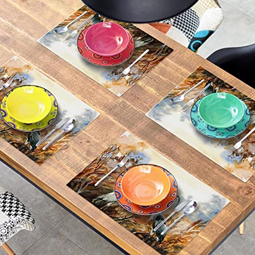 Sets de table tissu Oxford premium lot de 4 imprimé oiseaux élégant - 8