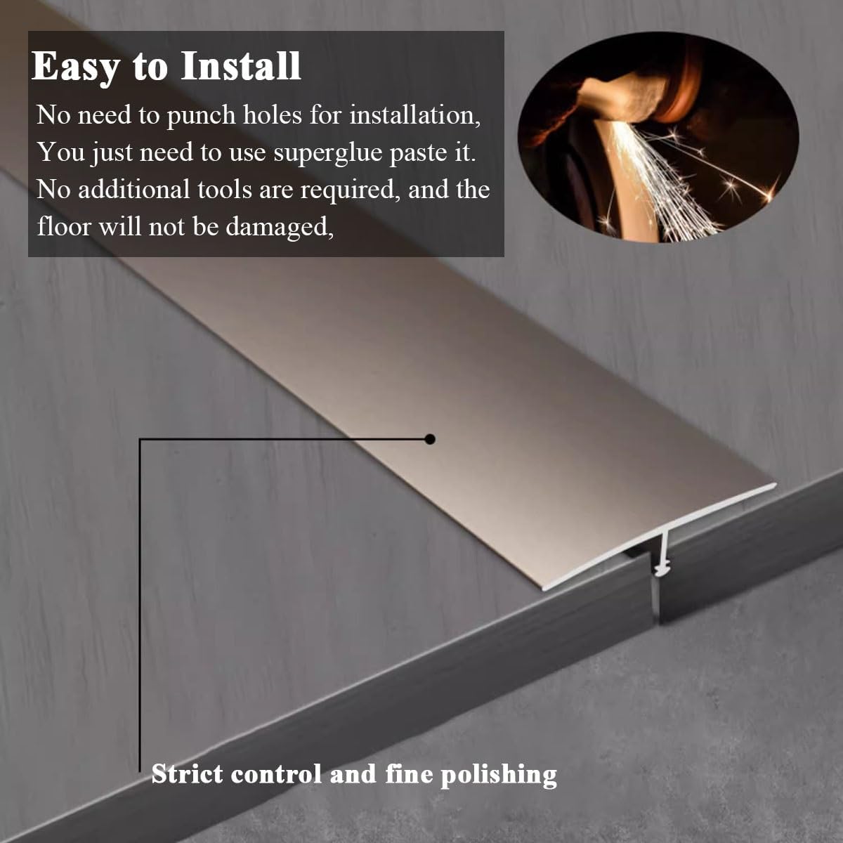 Premium 39" Aluminum Floor Transition Strip for Doorways - 4cm Wide T Molding Threshold Reducer for Wood, Laminate, Vinyl & Tile - Ideal for Home, Office & Hotel (Silver)