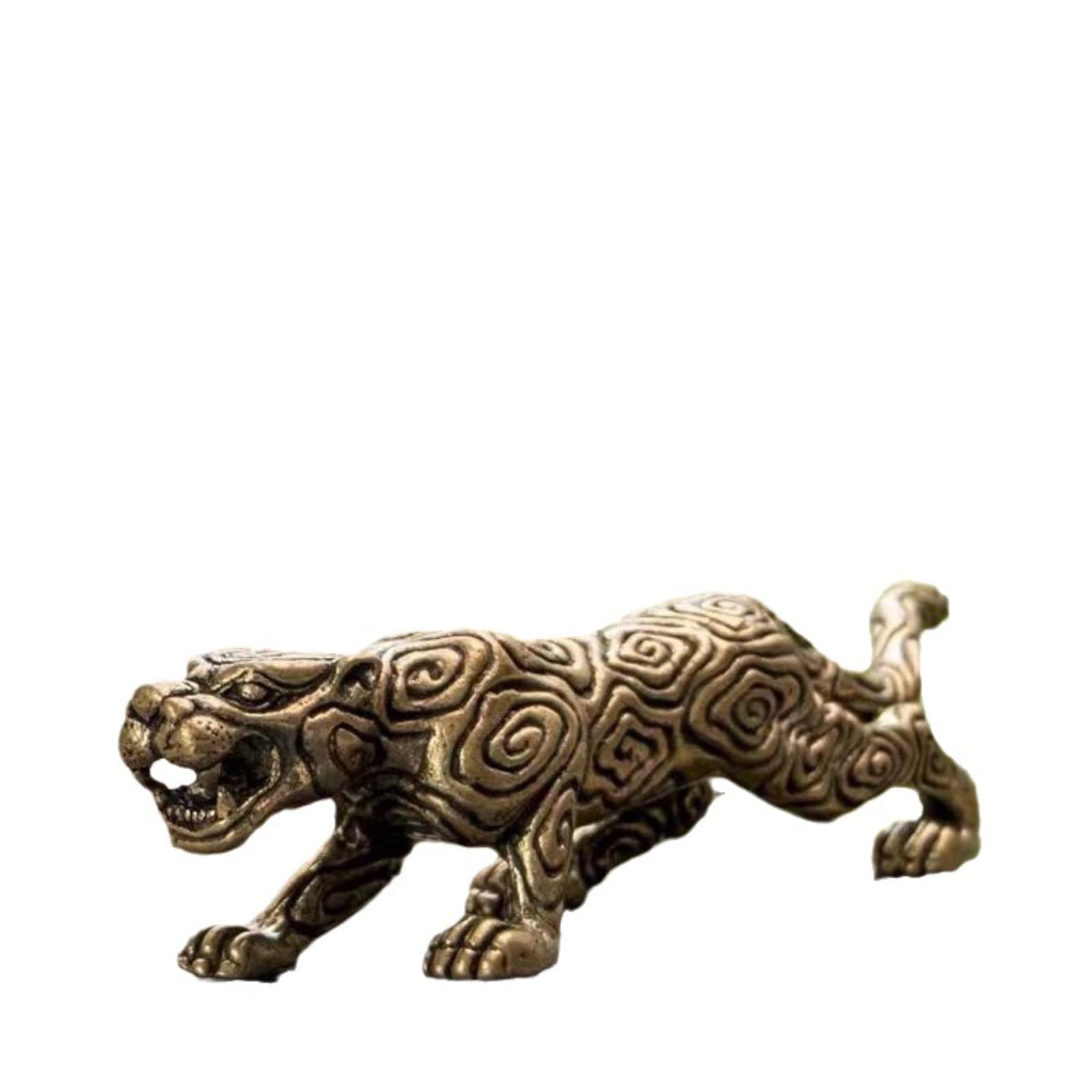 NGDFGR Black Handmade Creative Copper Animal Leopard Figurine, Brass Simulated Cheetah Model Statue Sculpture Office Home Study Desk Garden Bonsai Decoration