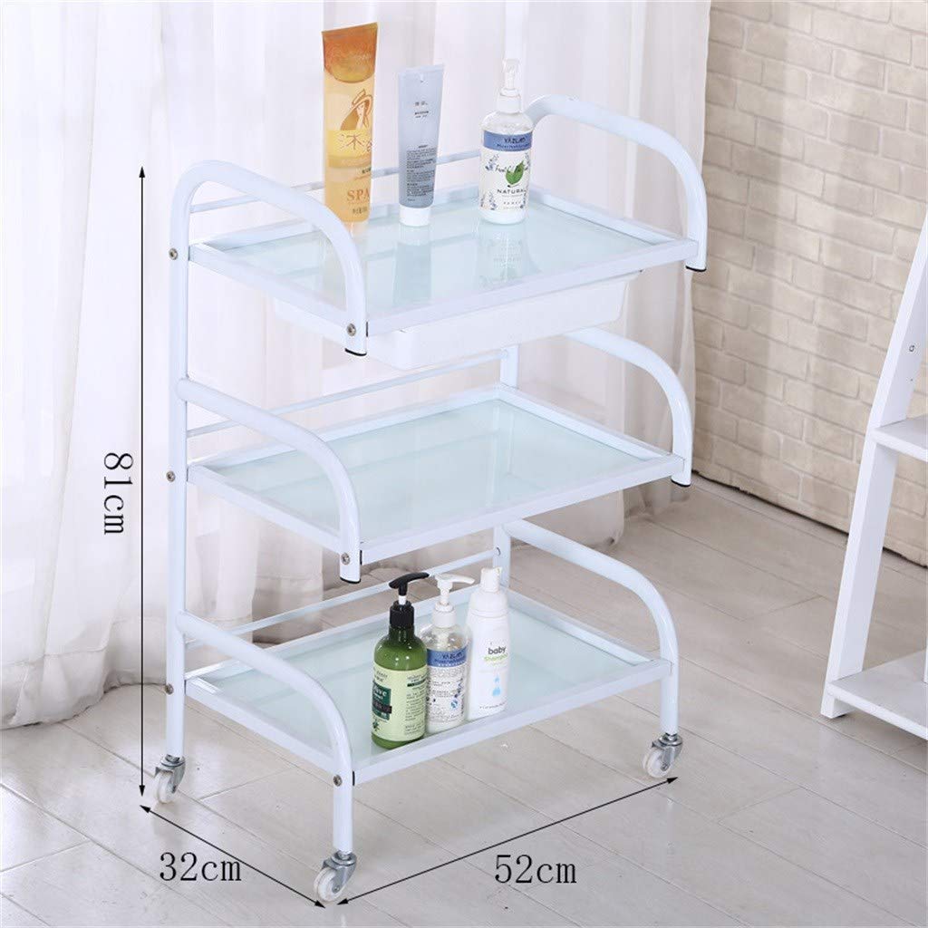 Salon SPA Beauty Rolling Trolley Cart Salon Trolley Hairdresser Barber Beauty Storage,Beauty Car Shelf Iron Art Storage Rack Beauty Salon Yield Iron Art Tool Holder Three-Layer Glass Panel : Beauty & Personal Care