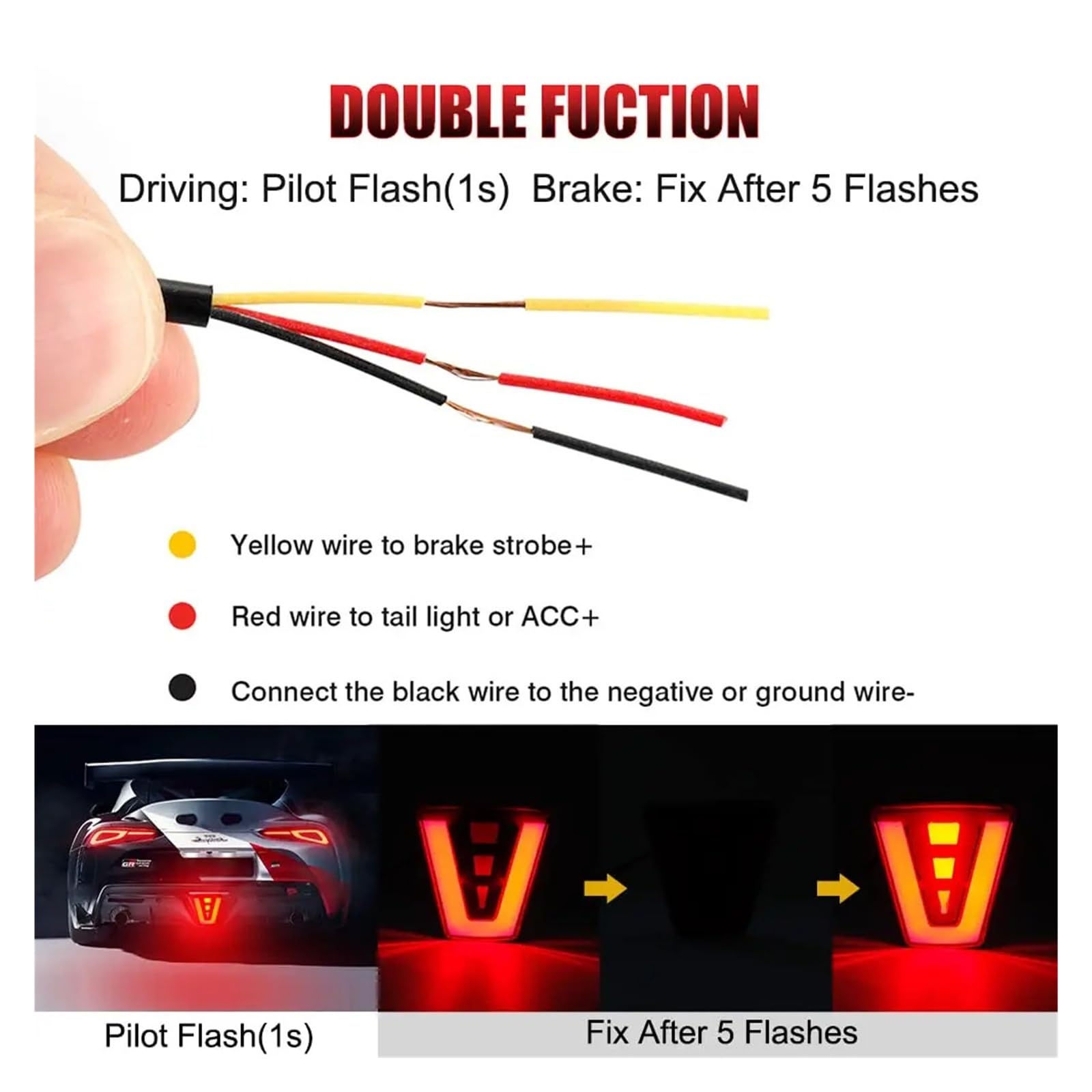 Luci Pilota Freno A LED Posteriori Stile F1 Sportive 12V Avvertimento Flash per Auto Lampade di Segnalazione Arresto Retromarcia per SUV Moto Coda Indicatori