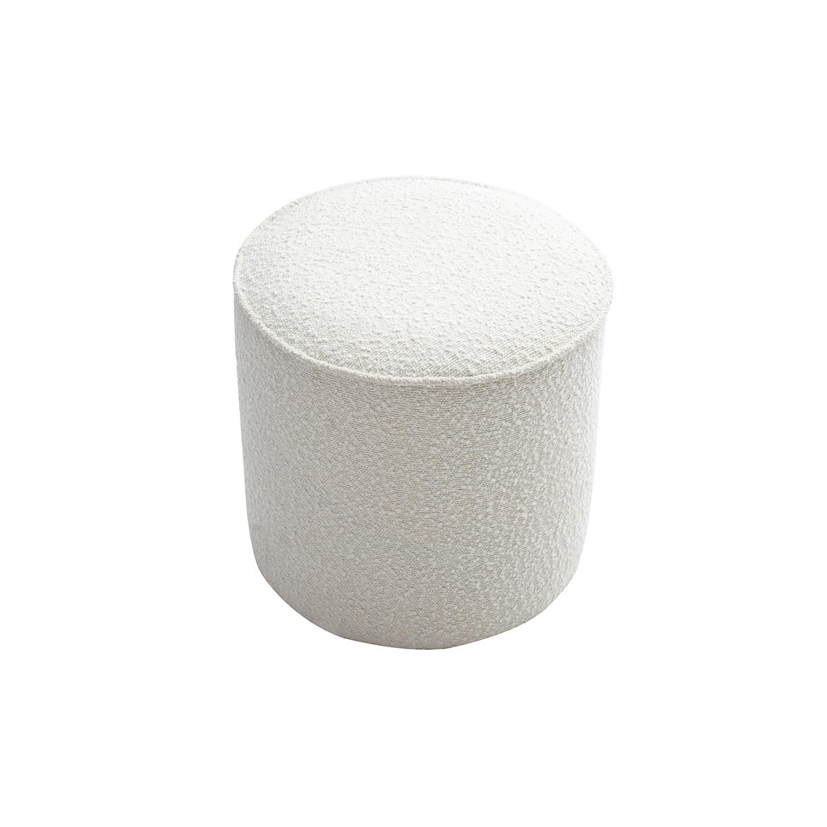 Miliboo Runder Sitzhocker aus Stoff in Wolloptik, weiß, Durchmesser 40 cm Paul