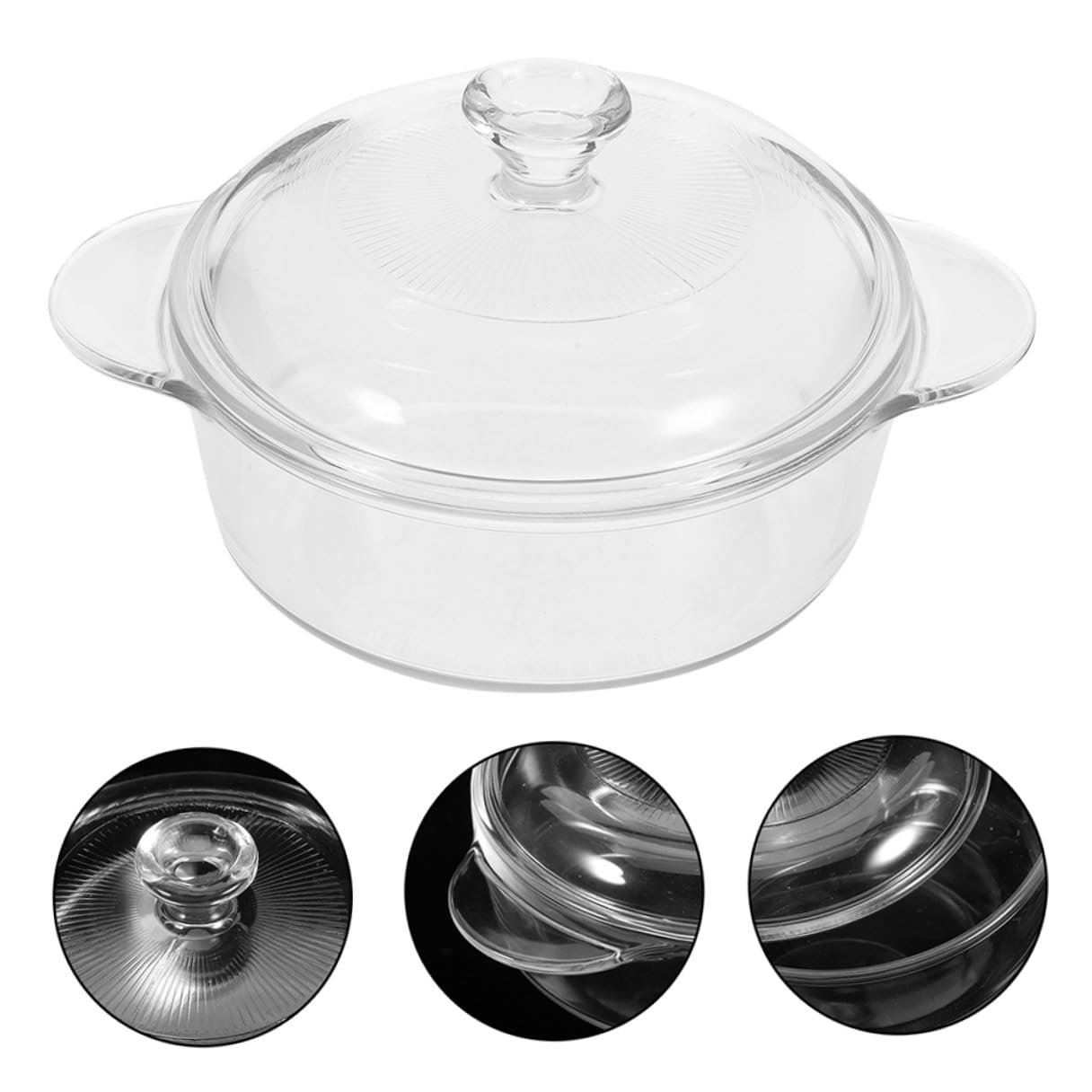 Bol de Vidrio Resistente Tapa Hermética para Servir Ensaladas y Postres, Adecuado para Uso Doméstico y Fiestas, Transparente y Reutilizable