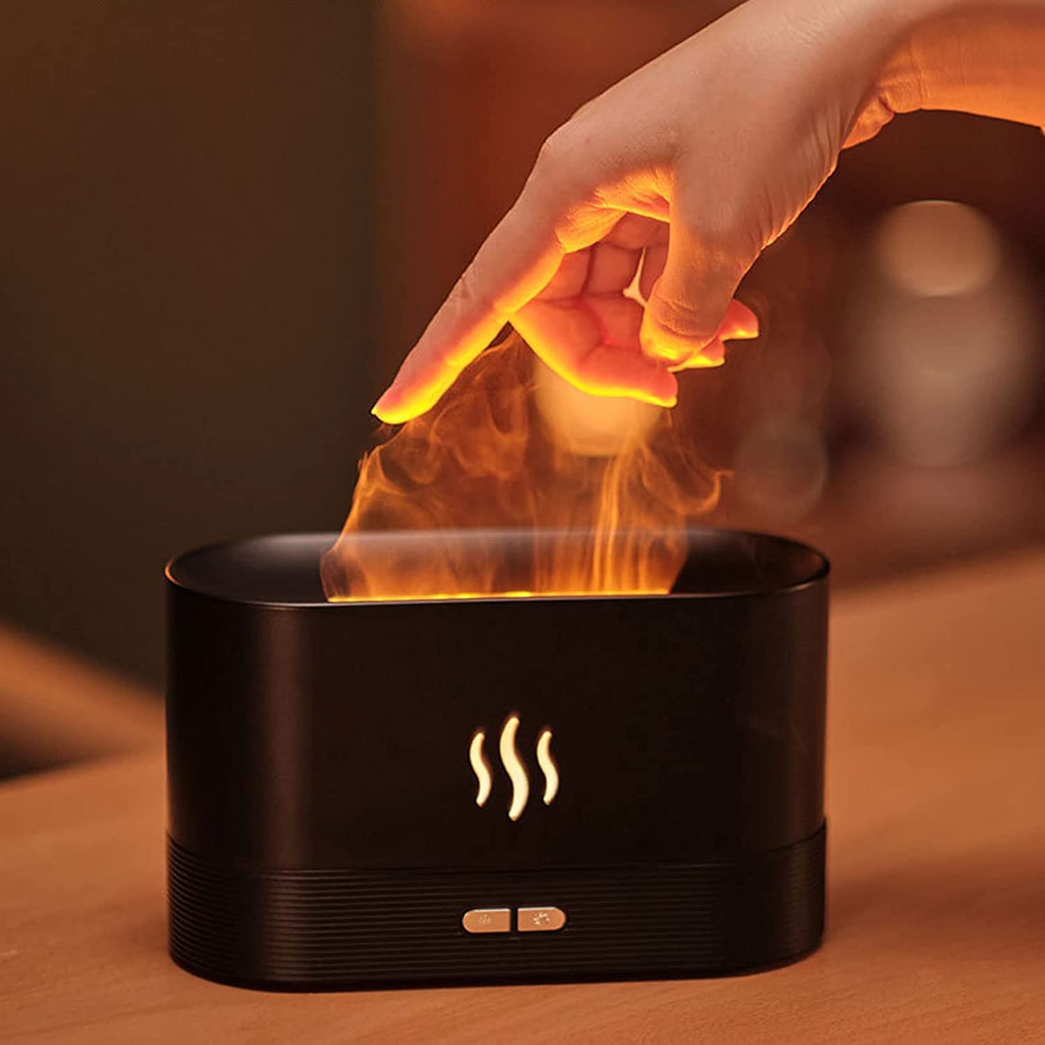 Plastic Fire Flame Aromatherapy Humidifier for Home | Ultrasonic Essential Oil Aroma Diffuser with Multi-Colour LED (6.5 x 4 Inches, 180ml Tank) (White)-image-38