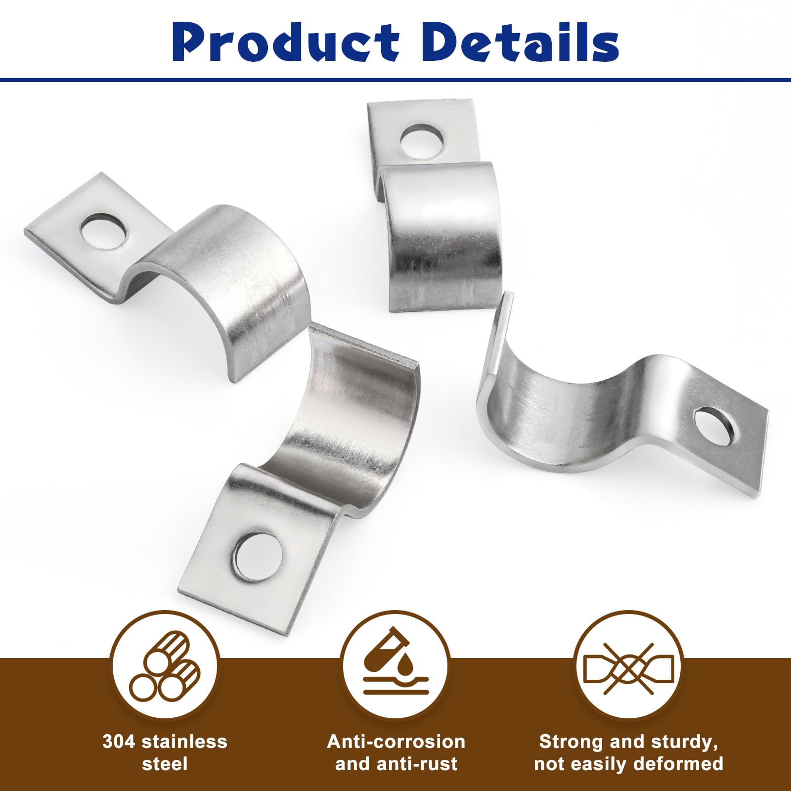 30 Pièces Fixation Grillage Rigide Sur Mur Ø 11 mm, Fixation pour Tube, Attache Grillage Rigide En Acier Inoxydable, Collier De Serrage Inox pour Câble Installation Encastrée (Ø 20 mm)