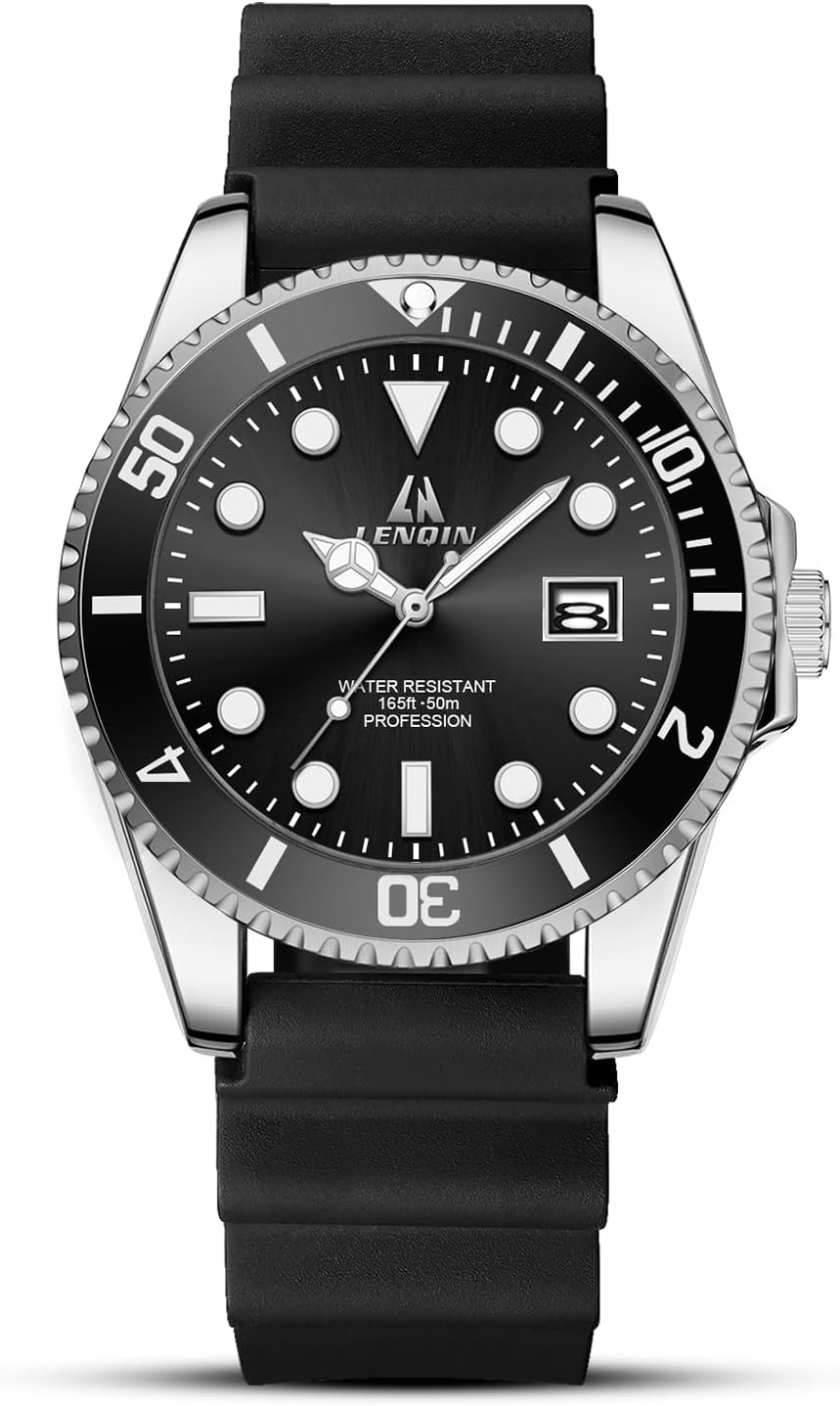LN LENQIN Mens Watches Stainless Steel Watches for Men Waterproof Analog Quartz Watch Men’s Wrist Watches with Date Luminous Fashion Casual Watches