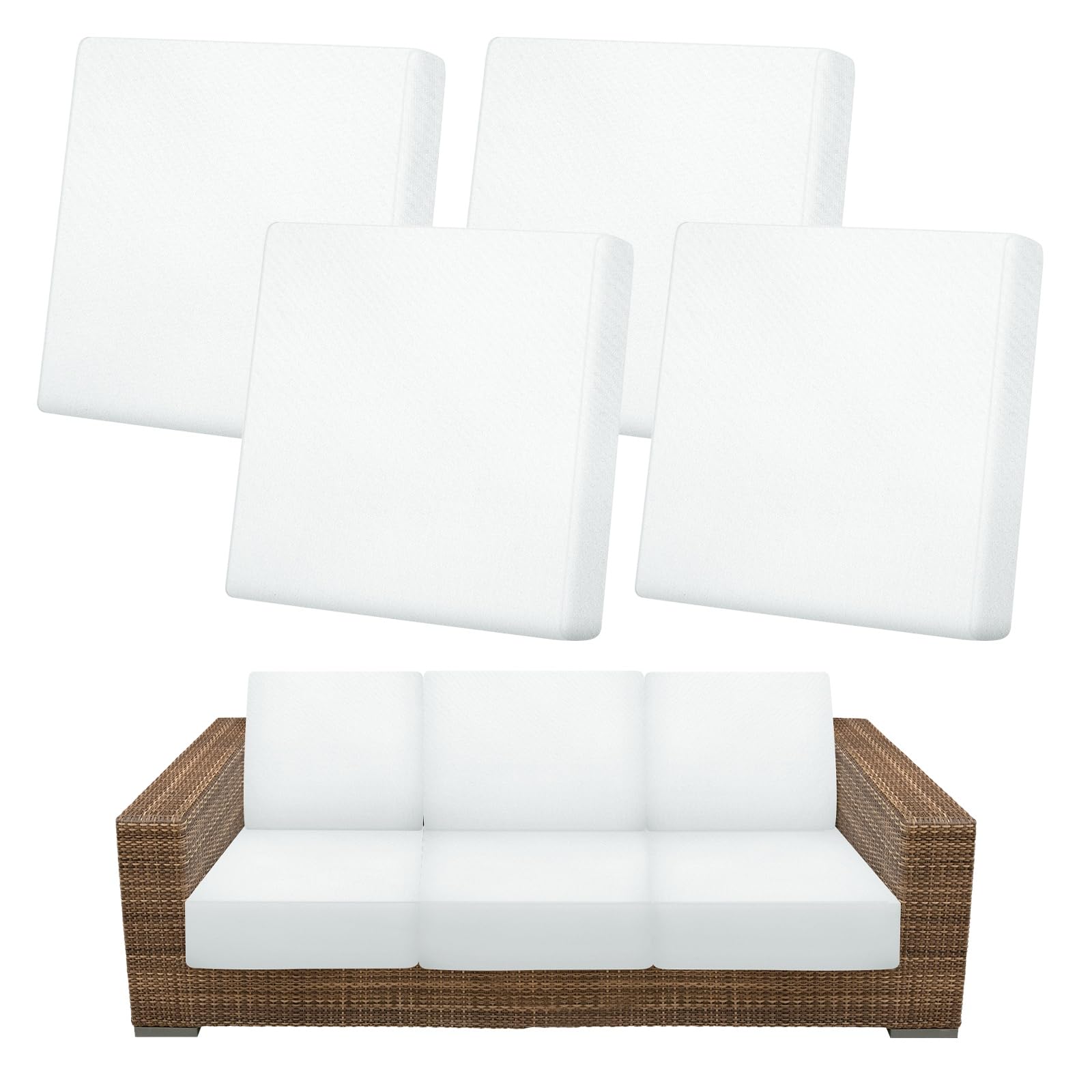 M METERXITY 4-Pack Outdoor Cushion Covers, Stretch Patio Cushion Replacement Slipcovers for Outdoor Couch/Sofa Cushion Covers, Washable Reusable Furniture Protector [White]