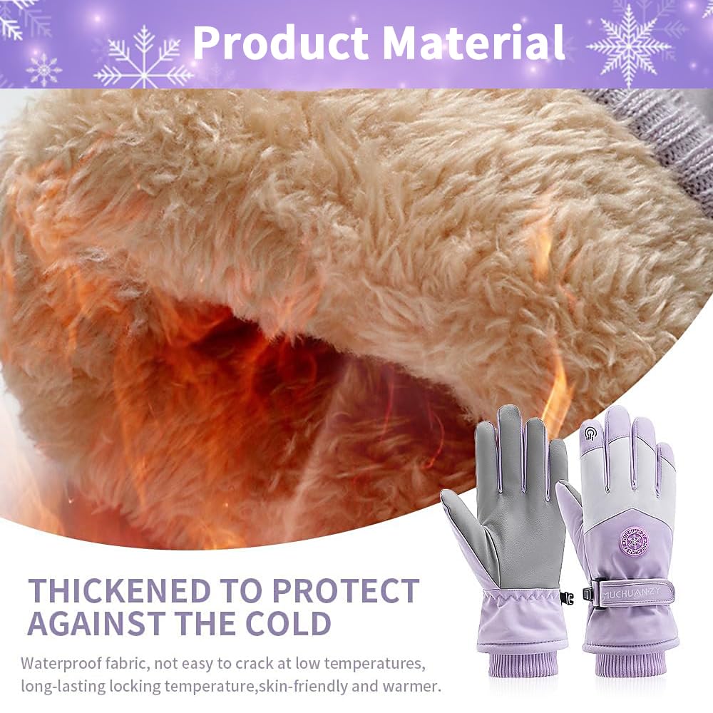 Guantes de Esquí Impermeables Térmicos para Pantalla Táctil Mujer Invierno
