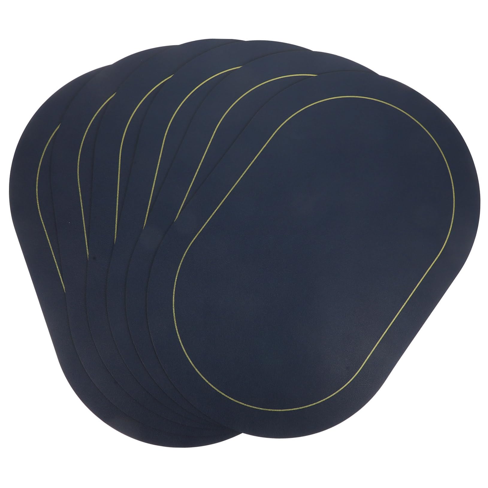 Set de table cuir bicolore bleu jaune résistant à la chaleur pour salle à manger 6 pièces