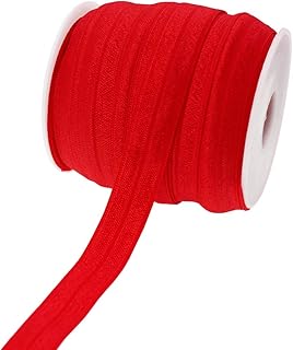 PAMIR TONG 25 Yards 5/8'' Fold Over Elastic FOE Headband Baby Hairbow Soft Foldover Elastic Binding Webbing Tape Craft Sewing (Red)