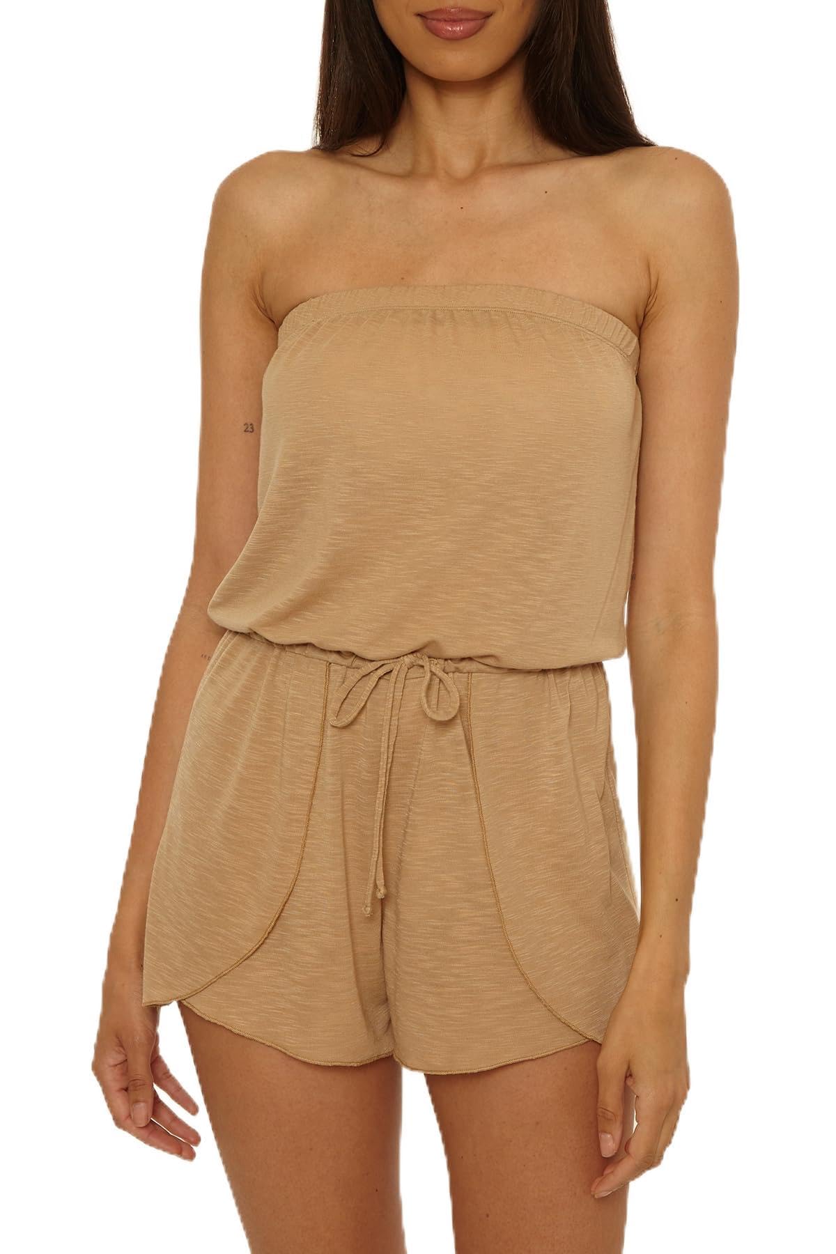 bca by rebecca virtue Women's Oasis Bandeau Romper, Casual, Pull On, Beach Cover Ups for Women-picture-41