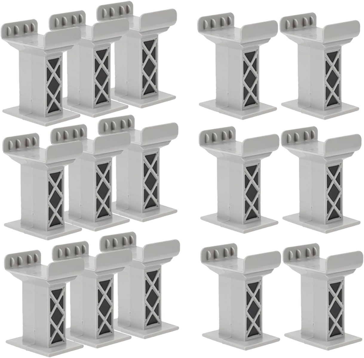 Toddmomy 15pcs Train Bridge Plastic Pier Railway Accessories Track Support Replacement Parts Multi Levels Risers High Level Blocks for Kids Toy Wooden Train Table Supplies