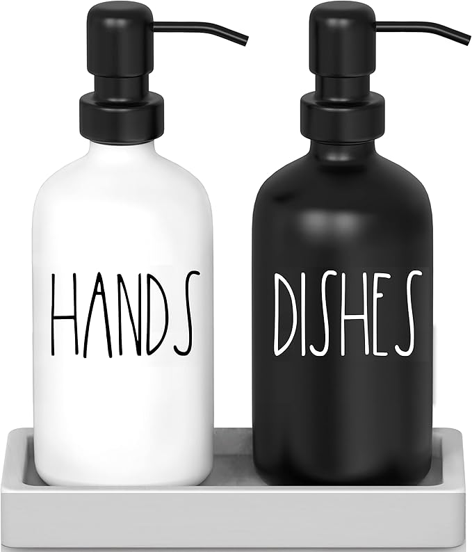 Luxurious Glass Kitchen Soap Dispenser Set with Tray by