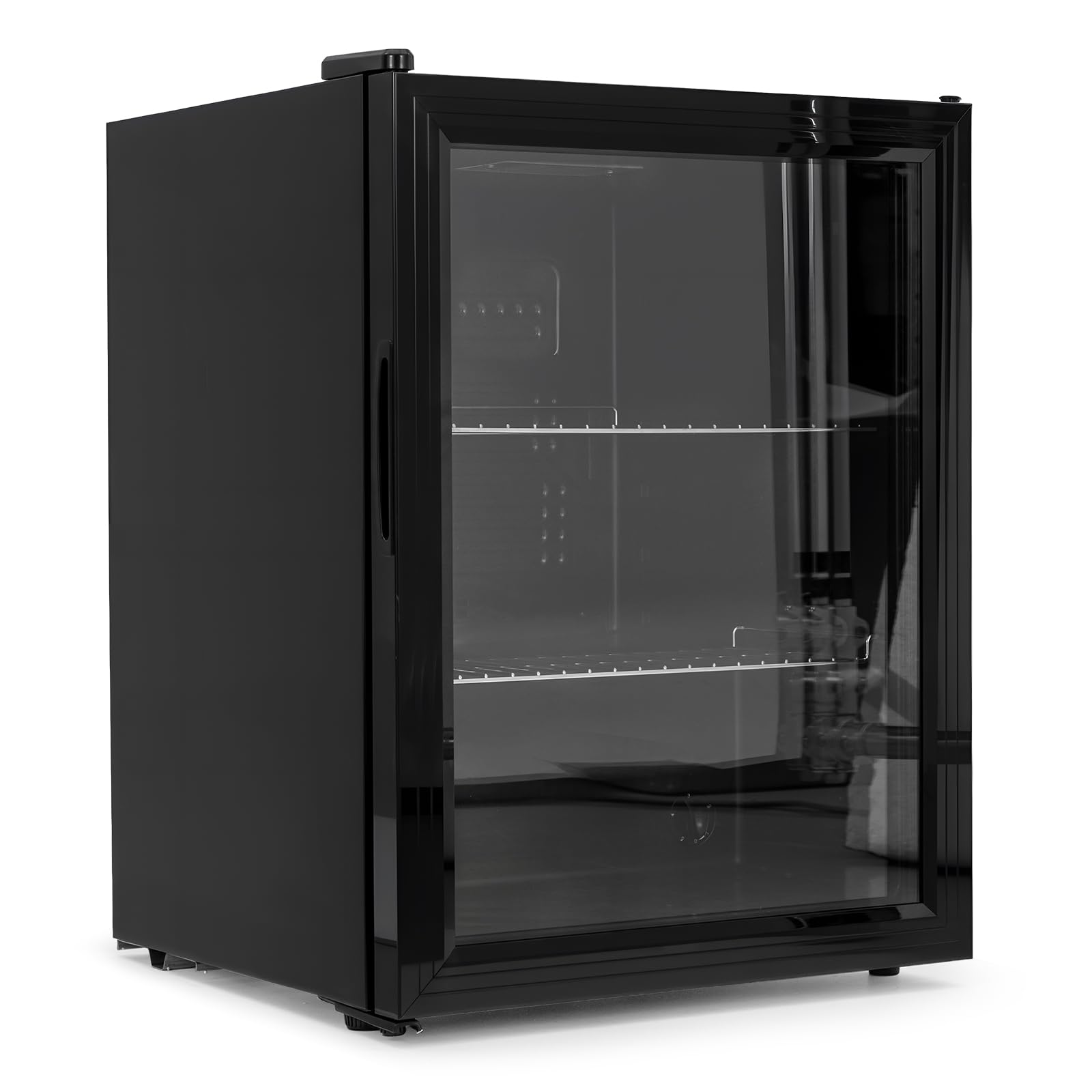 Trintion Mini Kühlschrank 60L mit Glastür, Kompakter Getränkekühlschrank, 2 Verstellbare Ablagen, Schwarz