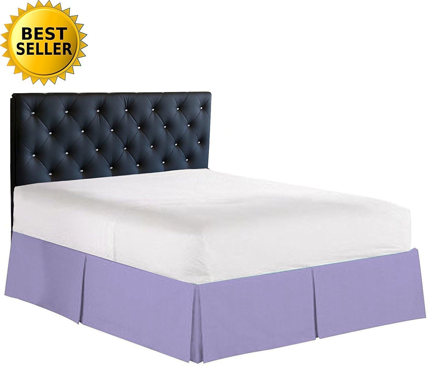 Elegance Linen Luxury 1500 Thread Count Wrinkle & Fade Resistant Egyptian Quality Bed Skirt/Dust Ruffle - Pleated Tailored 14inch Drop, King, Lilac