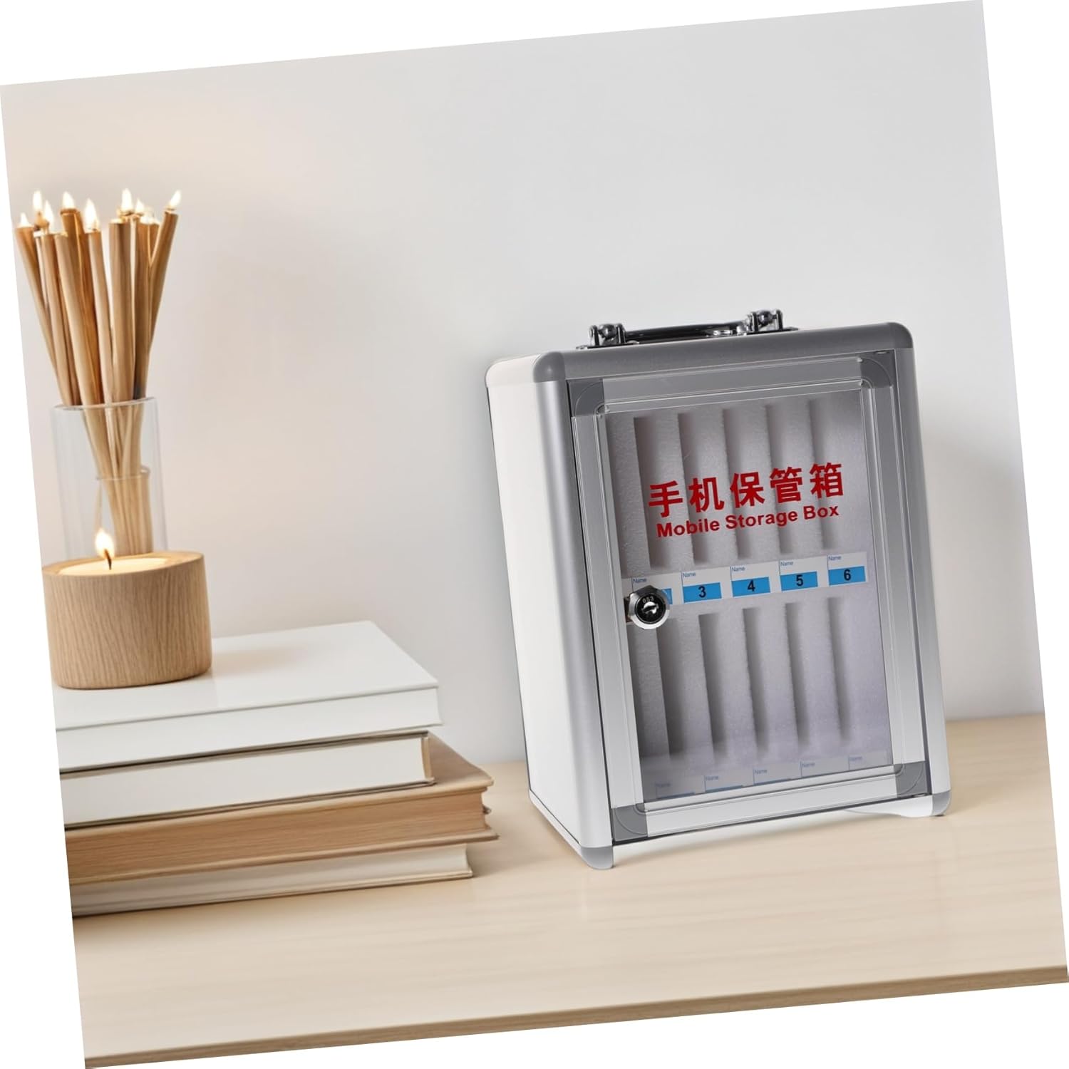 Aluminum Alloy Mobile Phone Storage Locker Safety Lock Wall-Mounted Organizer for Classrooms Offices and Restaurants Slots Pearl Padding