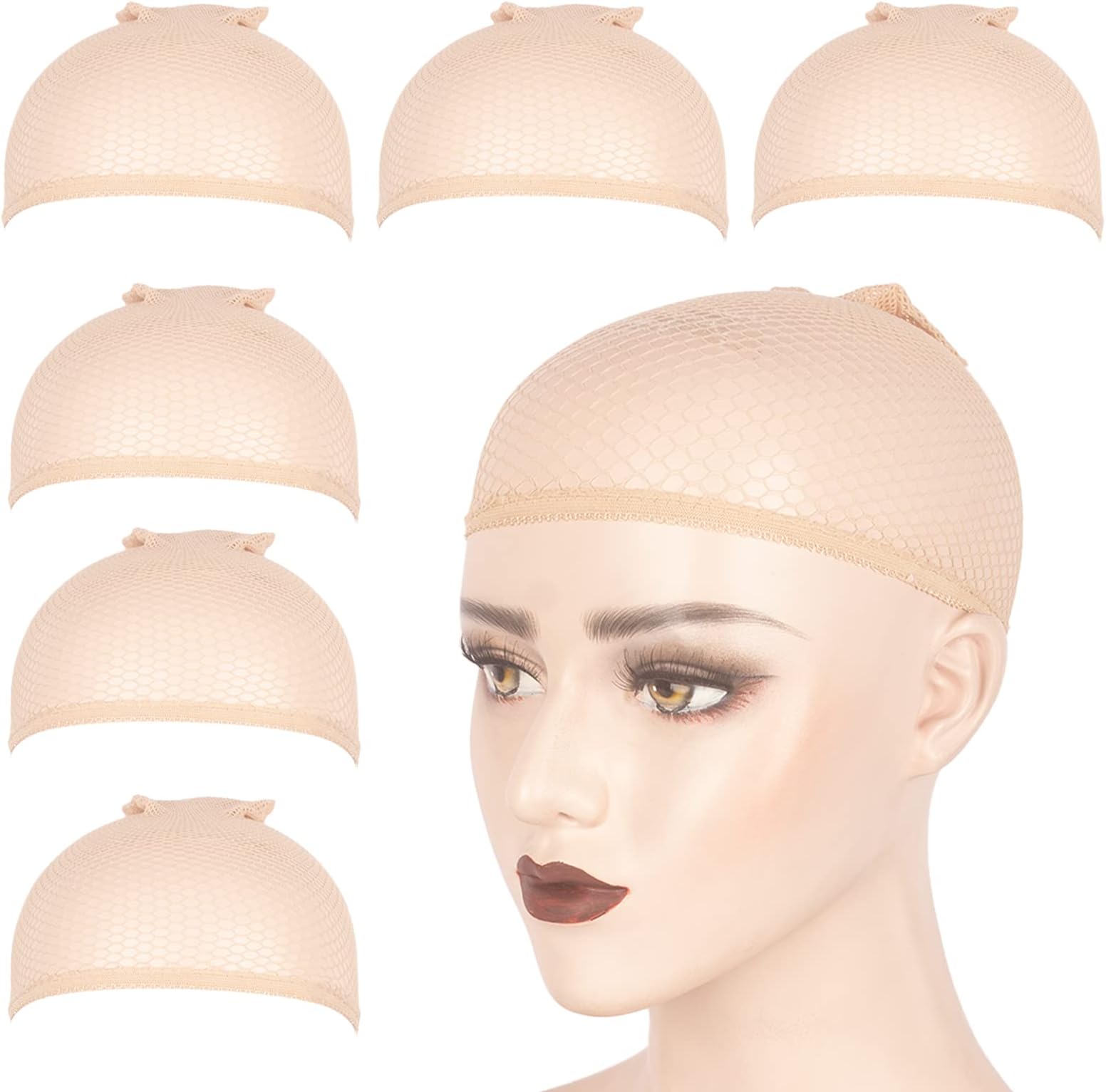 WeKen Individual Package Wig Cap, 6PCS Mesh Wig Cap Net, Two End Open Mesh Net Wig Caps for Women, Men, Kids