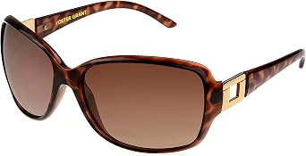 Foster Grant Womens Poppet Polarized Rectangular Sunglasses, Tortoise/Brown, 61.2 mm