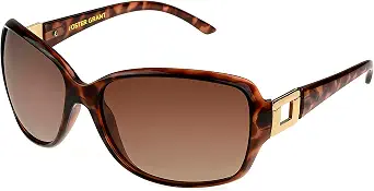 Foster Grant Women's Poppet Polarized Rectangular Sunglasses, Tortoise/Brown, 61.2 mm