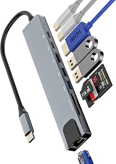 USB C to HDMI+TF+SD Card Reader+Ethernet+Dual USB A+Type-c Adapter(8in1)for TV Display Docking Station Laptop Extender Surface HP Apple iPhone 15 Pro Max iPad Charger Splitter Cable Monitor Dongle Hub