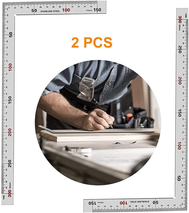2 Pack L Shaped Ruler, Square Ruler, Right Angle Ruler Stainless Steel ...