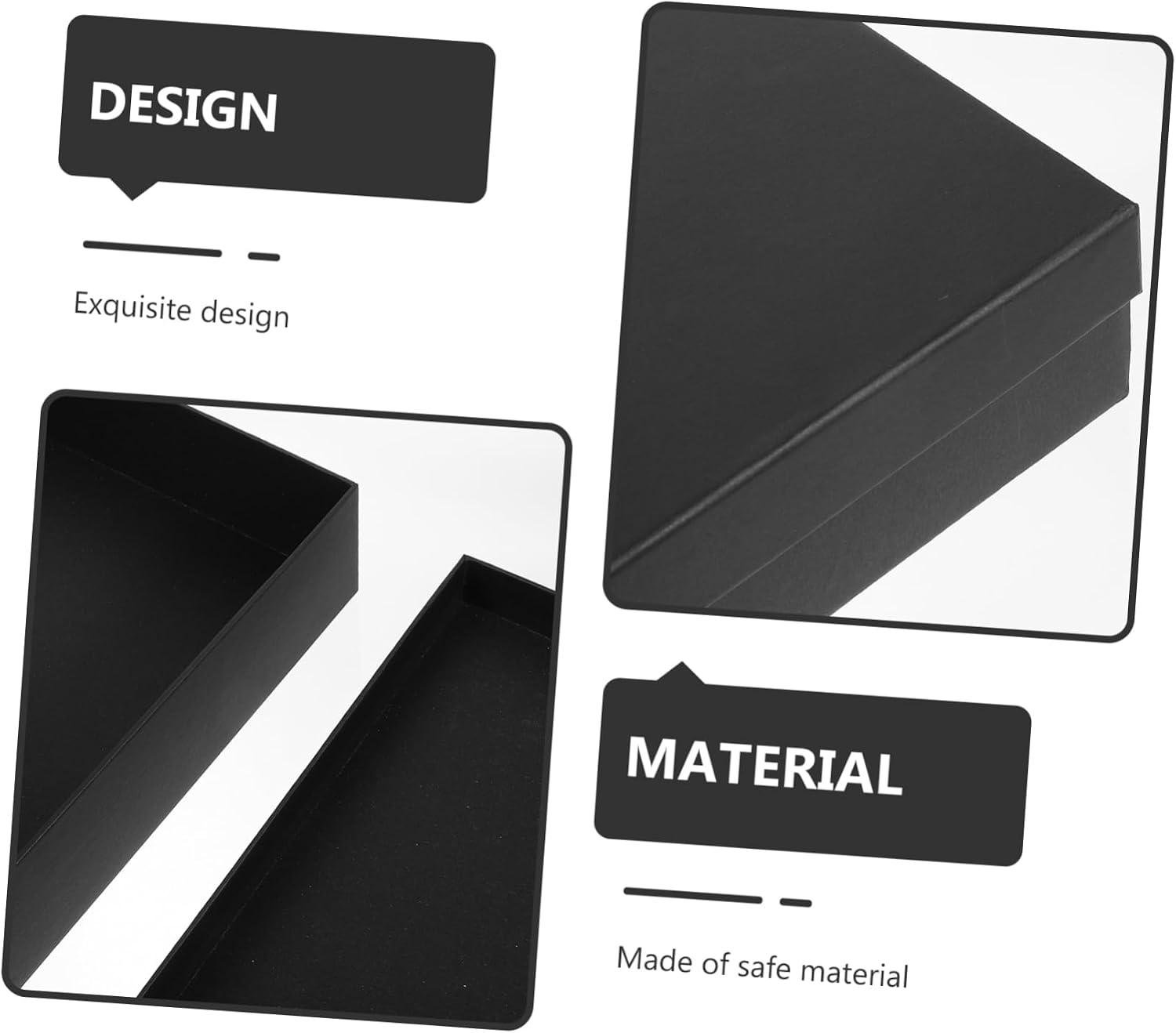 WHAMVOX Black Rectangular Box Elegant Wrap Storage Box for Jewelry Presents and Special Occasions Smooth Edges for Valentine Day Birthdays Weddings and More