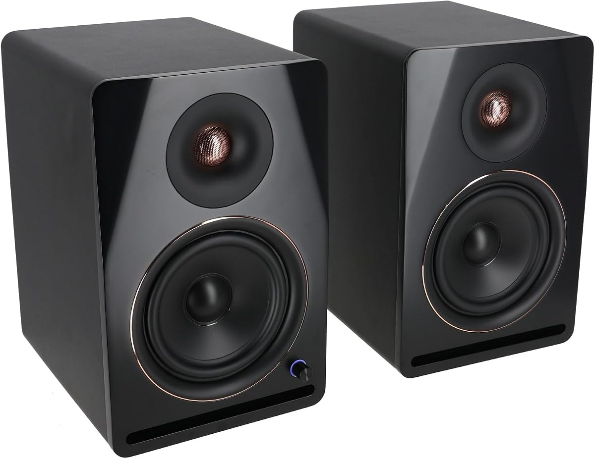 Rockville APM6B V2 Par de altavoces para monitor de estudio autoamplificados de 6,5", Bluetooth, 100 W RMS/400 W pico, negro | 400 W pico/100 W RMS, tarjeta de sonido USB, Bluetooth 5.3, entradas XLR/TRS/RCA, salida RCA, controles de graves/agudos, clase D biamplificada